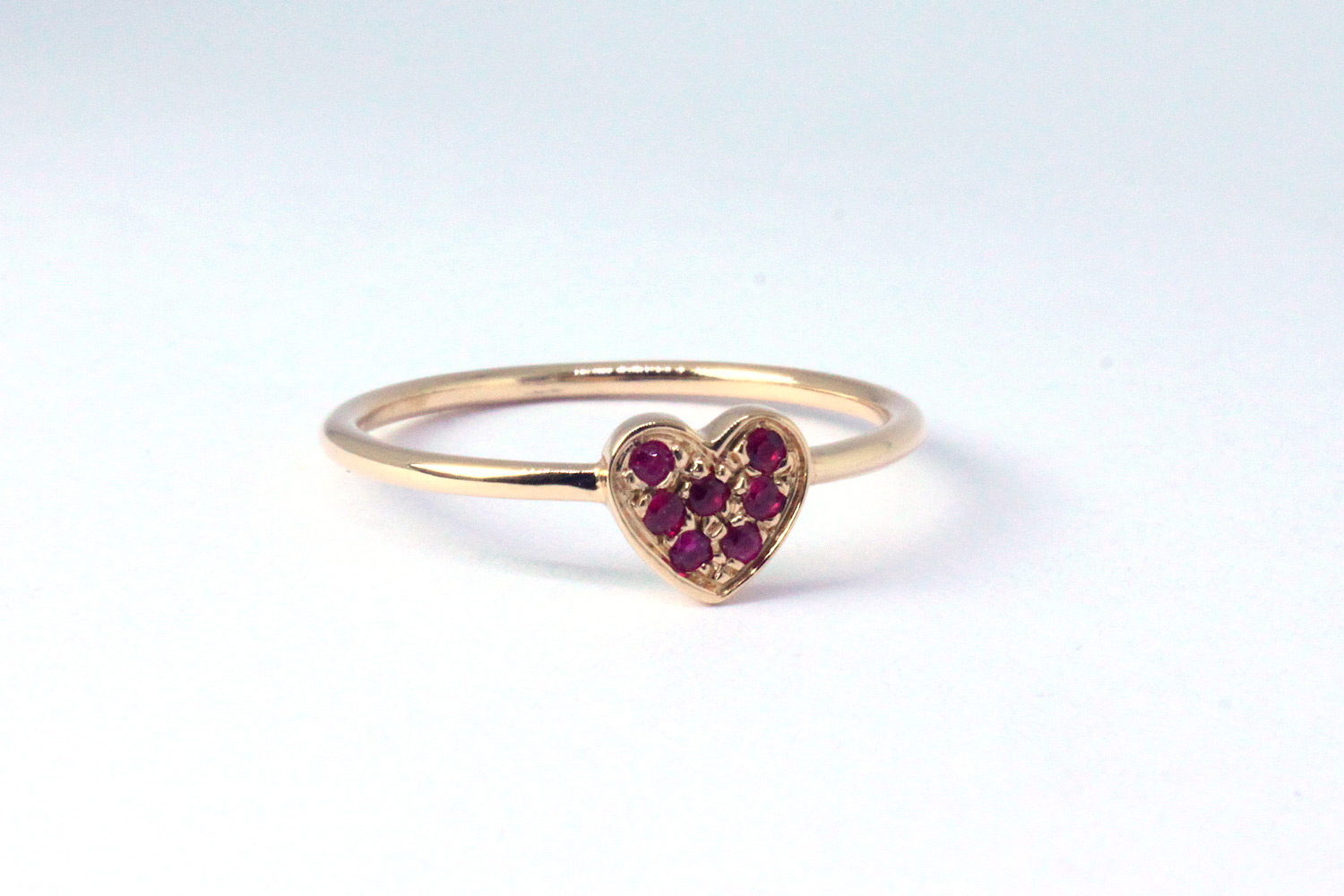 Rose gold heart ring with ruby