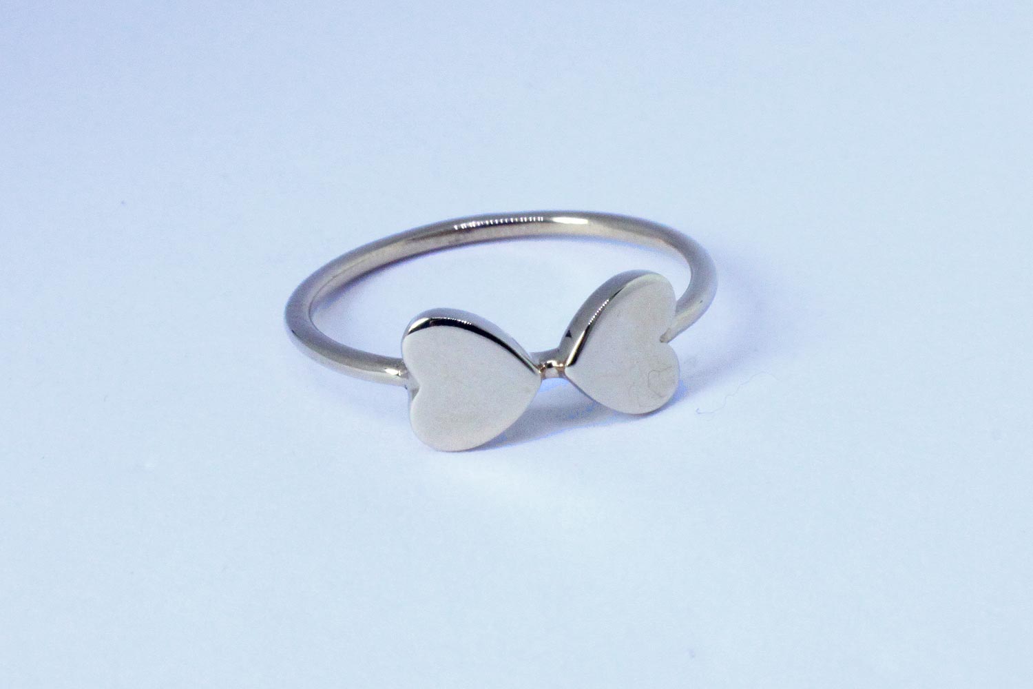 White gold double heart ring