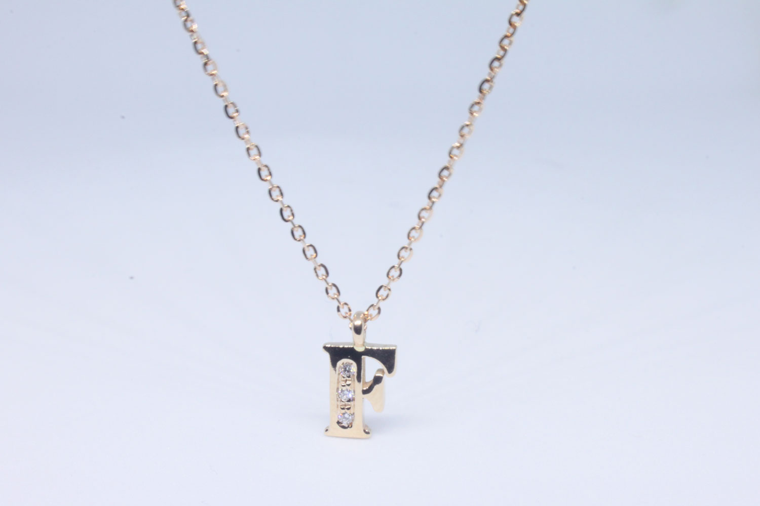 Rose gold pendant with diamonds 0.02 ct  and necklace 45-50 cm